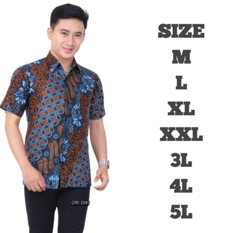 BIG SIZE kemeja batik lengan pendek Pria Hem batik pria baju batik Jumbo XXL 3L 4L 5L