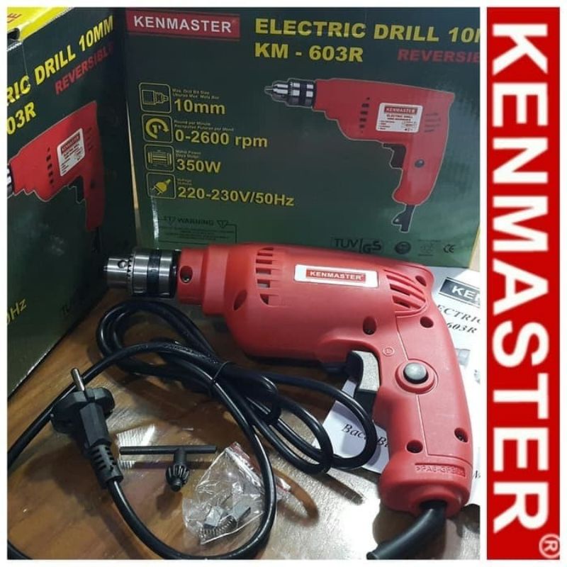 BOR Listrik 10MM KM-603R KENMASTER - Electric Drill KM-603R - Bor Tangan Bolak Balik Reversible