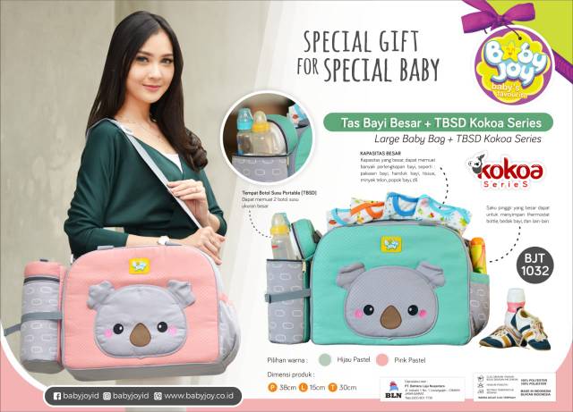 Baby Joy Tas Bayi Besar Diaper Bag + Tabung Botol Susu Double Kokoa Series