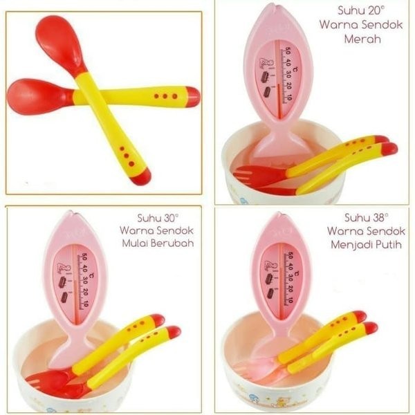 LT- [30 GR] SENDOK MAKAN BAYI SENSOR SUHU PANAS SILIKON ELASTIS SILICONE MPASI