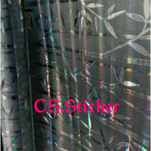 Sticker kaca motif,stiker kaca polos stiker kaca motif bambu pelangi