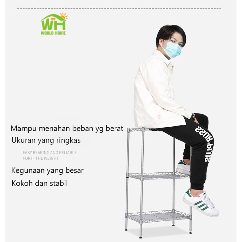 Rak Penyimpanan 5 susun Rak Barang 5 susun Besi Kuat 80KG serbaguna rak dapur murah  ZWJ-18 WHFURNITURE