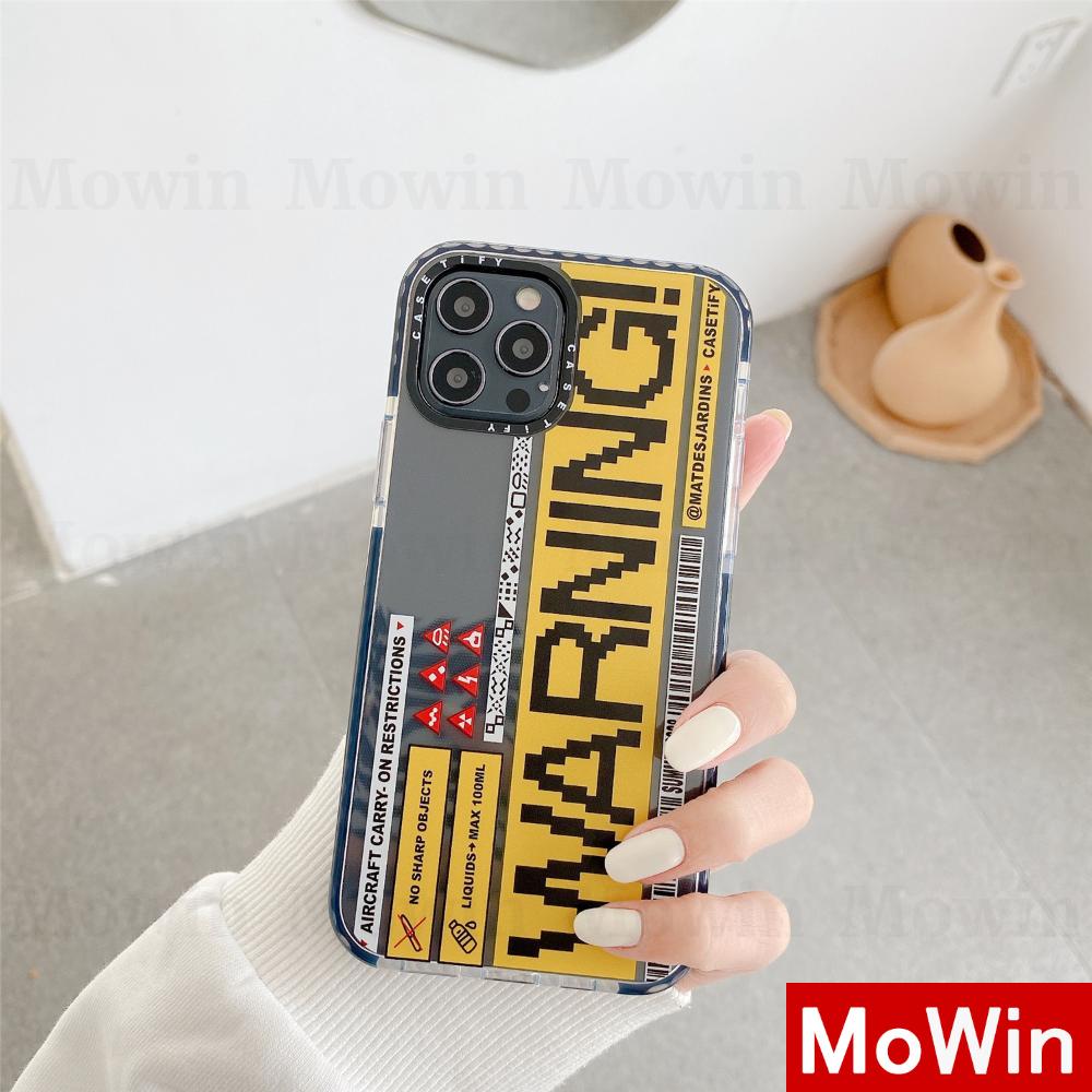 Mowin - Soft Case Tpu Transparan Motif Label Peringatan Untuk Iphone 12 Pro Max Xs Se Max 12 Se 2020 Pro 11 Mini Xr 8 7 7plus 8plus