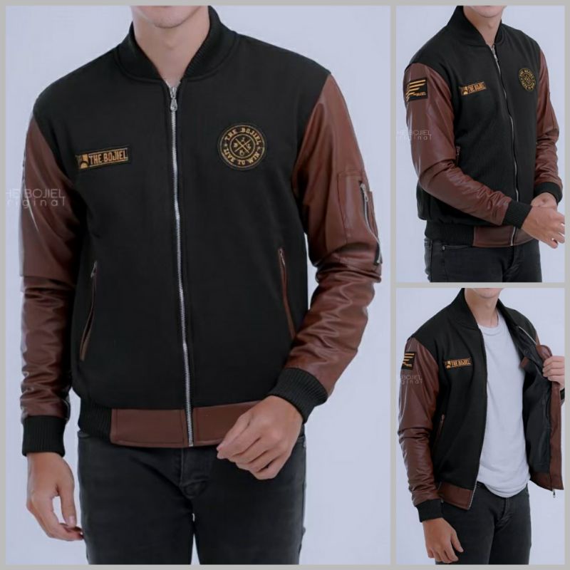 Jaket Bomber Karlit Kombinasi Fleece Pria/Cowok Keren Kekinian Berkualitas Premium