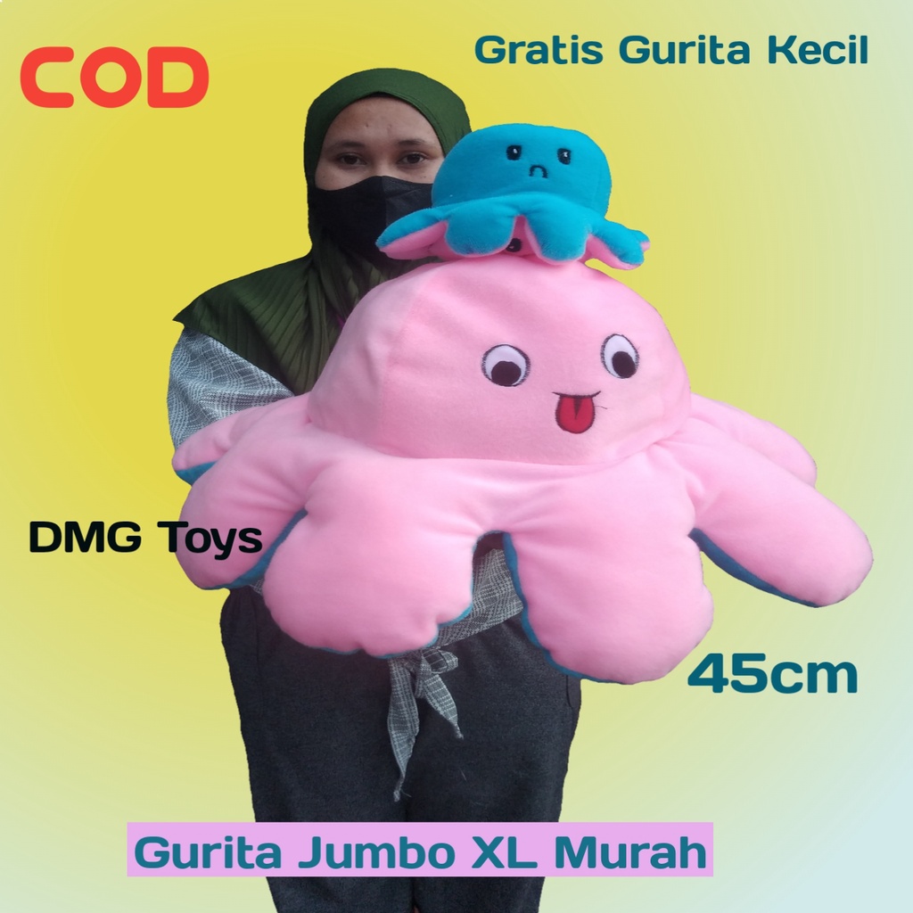 Boneka Gurita Jumbo Besar XL Sedang Bolak Balik Octopus Doll Murah Gratis Boneka Gurita Kecil