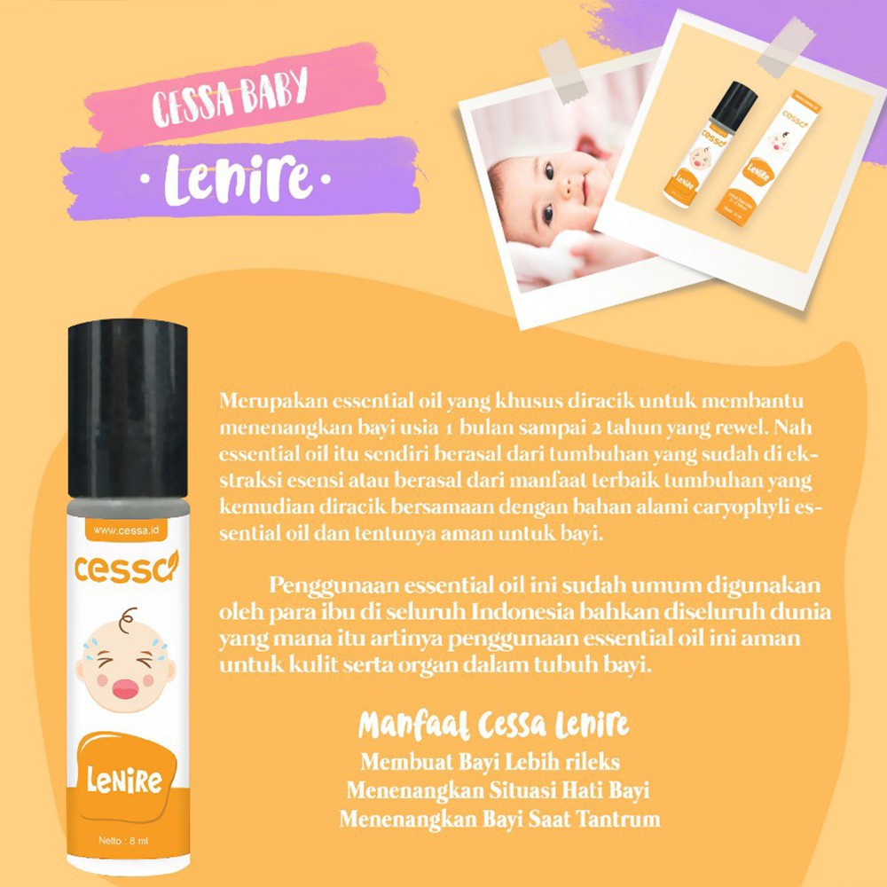 Cessa Lenire (0-2 tahun) - Essential Oil Menenangkan Bayi Rewel / Nangis Terus