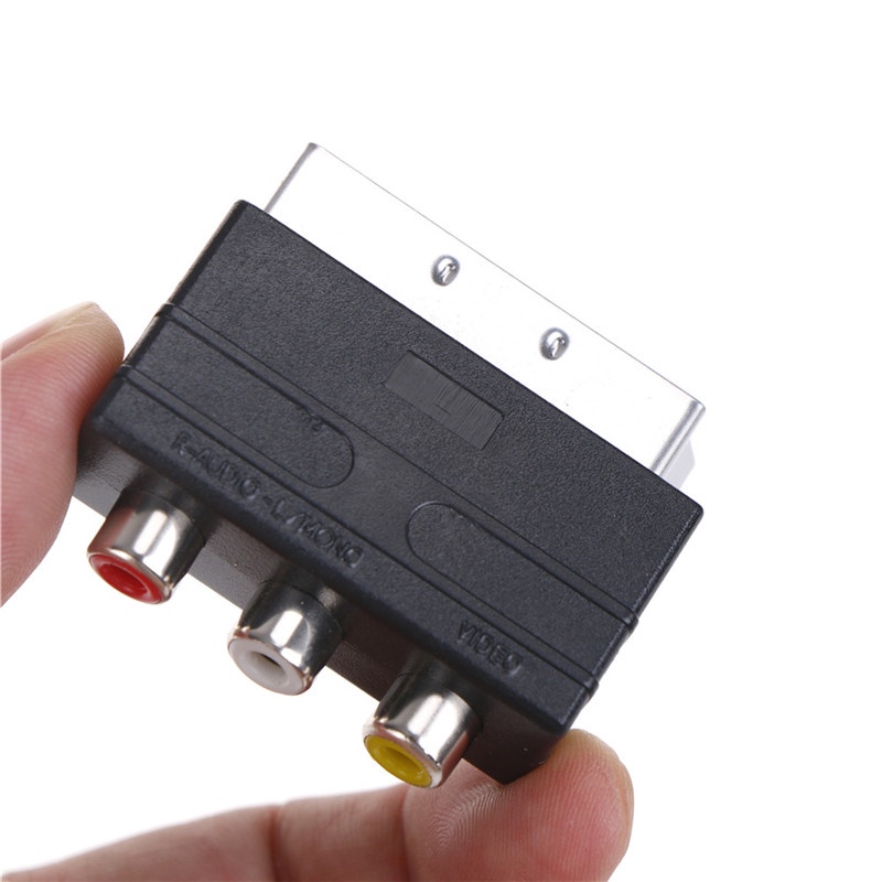 (LUCKID) Adapter Konverter SCART Ke 3 RCA Composite Phono Warna Silver