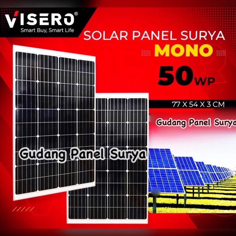 Solar Panel Surya Solarcell PV Visero 50WP Mono 50wp Monocrystalline