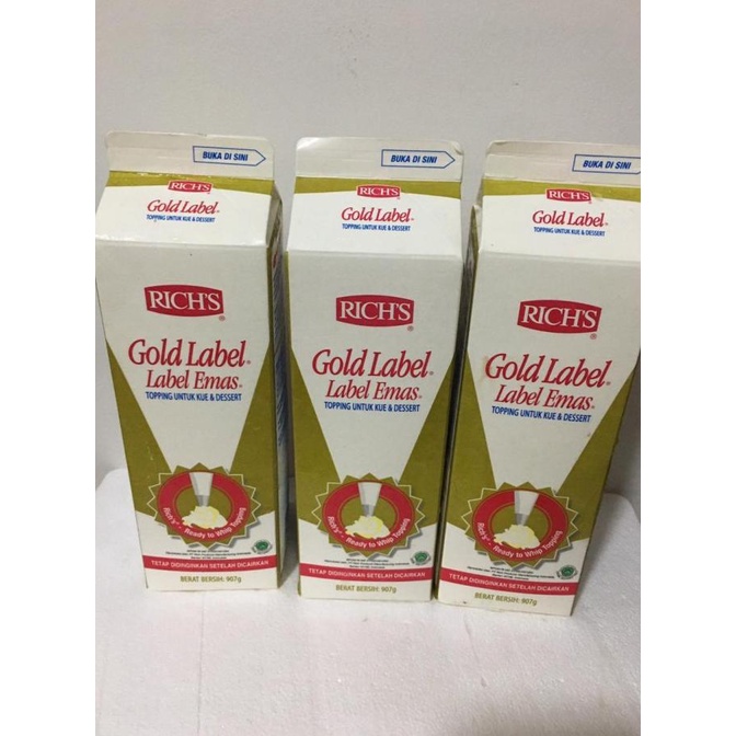 

Rich Gold Label Whipping Cream 907 gram TERBAIK Kode 1179