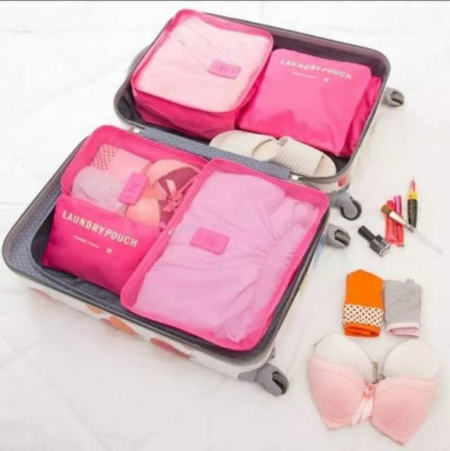 6in1 Travel Organizer Bag Laundry Bag 1set=6ukuran berbeda