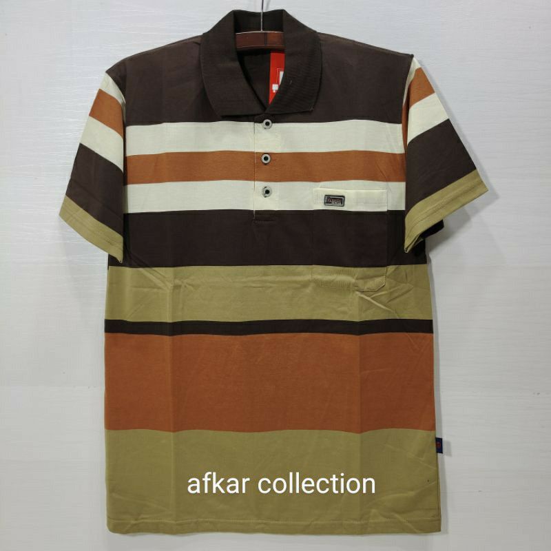 kaos kerah pria motif garis garis size l xl xxl
