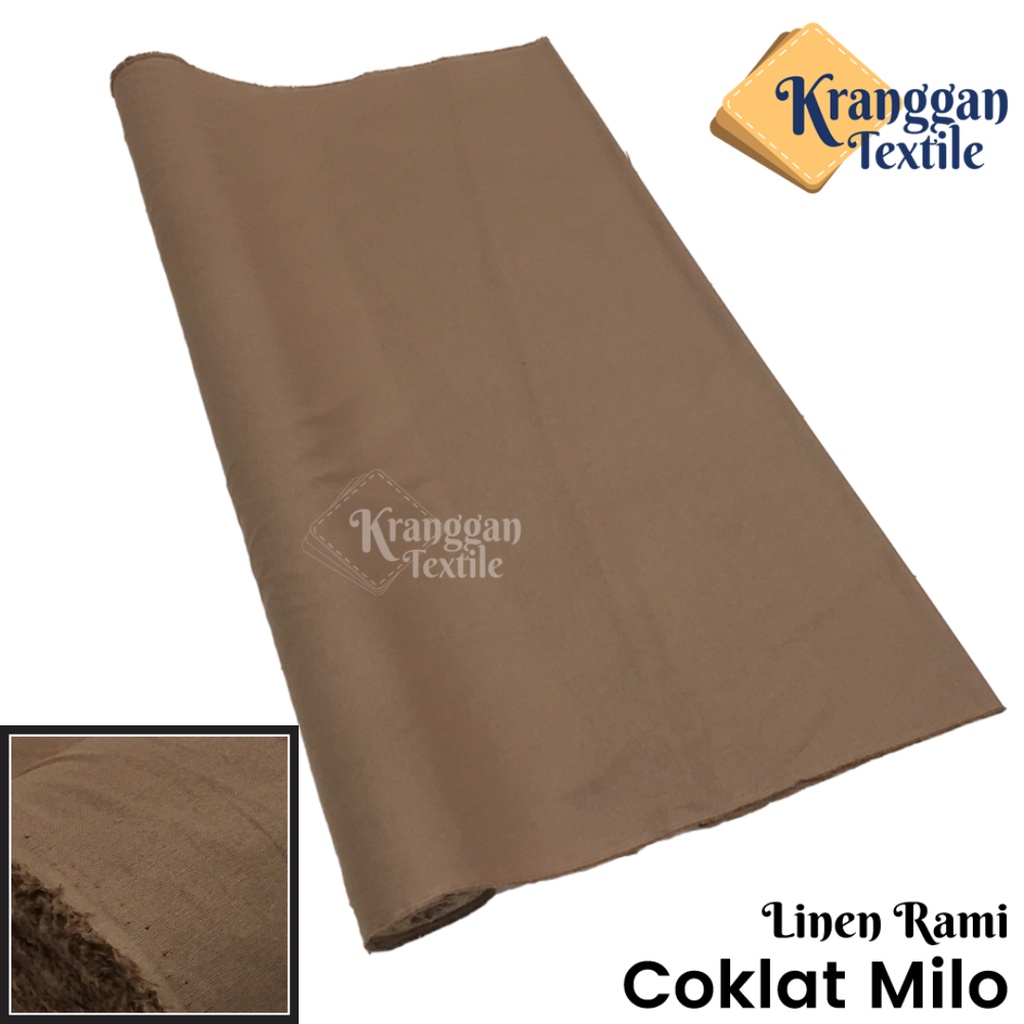 KAIN LINEN RAMI POLOS PREMIUM LEBAR 150CM COKLAT MILO