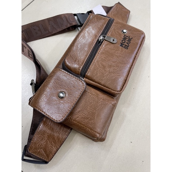 Tas Pinggang Kulit Waist Bag Leather MB Pria Impor/Tas Selempang Pria