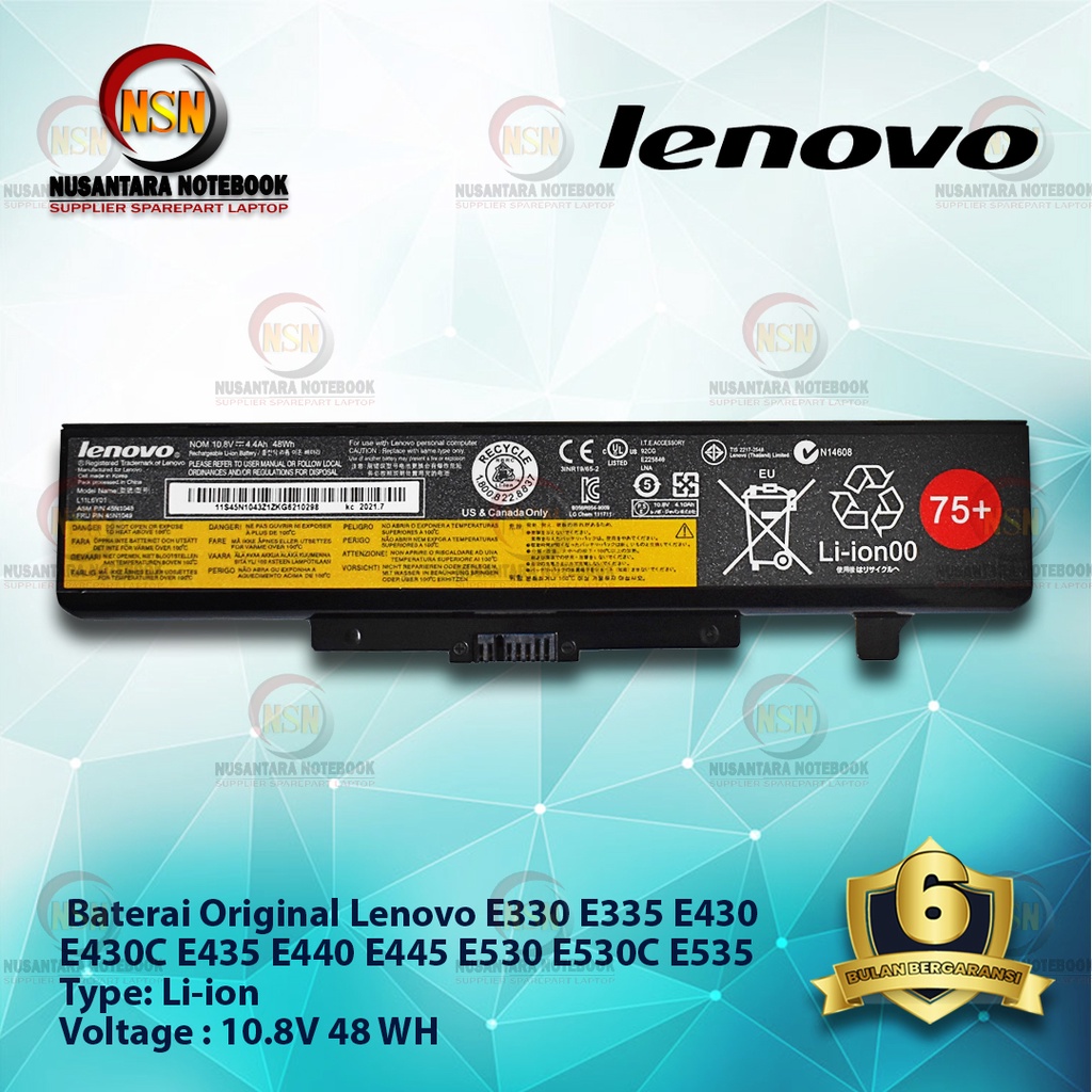 Baterai Laptop Original Lenovo E430 SG580 E440 E530 G585 Z580 Y580 L11S6F01