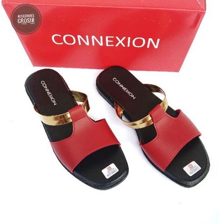 Sandal slop wanita model selop emas