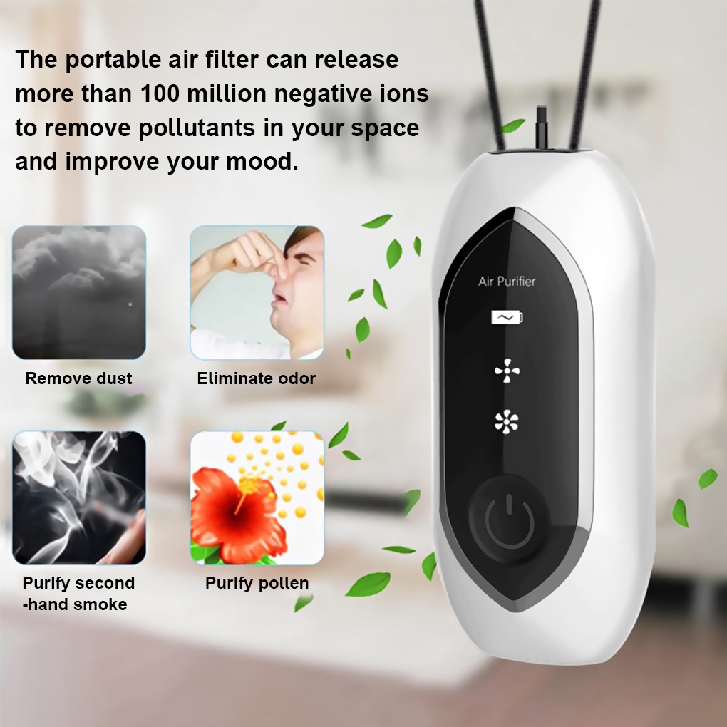 Necklace Air Purifier New Design 2021 Project Anti Virus Bacteria Ionizer &amp; Hepa Filter huiteni