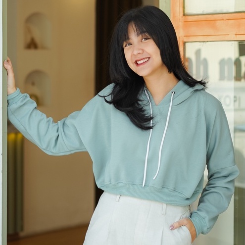 Oversize Crop Hoodie - Hoodie Oversize Wanita Kekinian