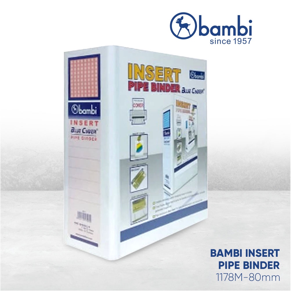 

Bambi Insert Pipe Binder A4 JUMBO SIZE 80 mm With Full Spine 4 Colour Labels 1178M