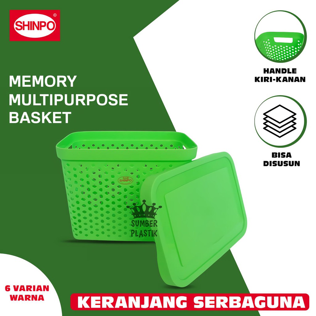 (KHUSUS GOJEK) SHINPO Keranjang Plastik Serbaguna SPO SIP-257 Dengan Tutup Memory MultipurposeBasket