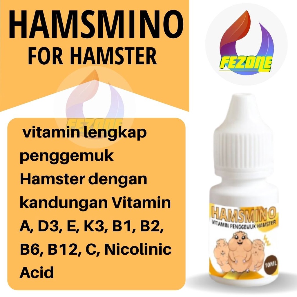 HAMSMINO Vitamin Penggemuk Hamster 10ml / Hamsmino Hamster 10ml / Obat Hamster / Vitamin Hamster FEZONE