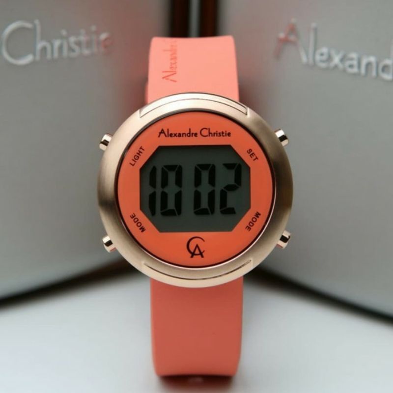 jam tangan alexandre christie 9337 wanita digital tali karet bulat