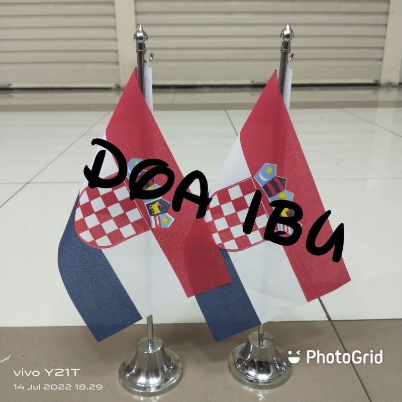 

best seller tiang stenlis meja+bendera CROASIA/KROASIA ready stock