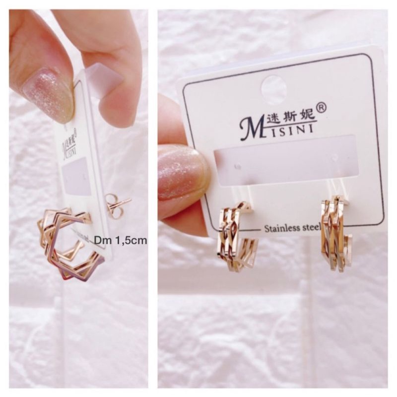 Anting Titanium Premium asli Rosegold earring Stainless Steel anti karat anti alergi Ta-190