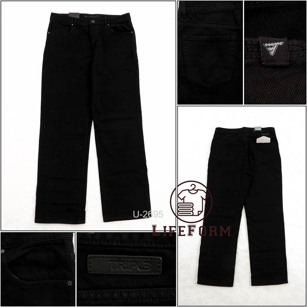 [U2695] Celana Jeans Panjang pria Hitam Triple 42-46