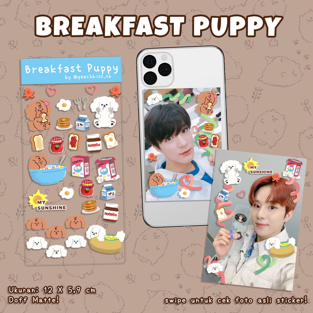 Stiker Dekorasi Photocard / Jurnal / Polcos Breakfast Puppy (Waterproof) by @peachkiss.xo