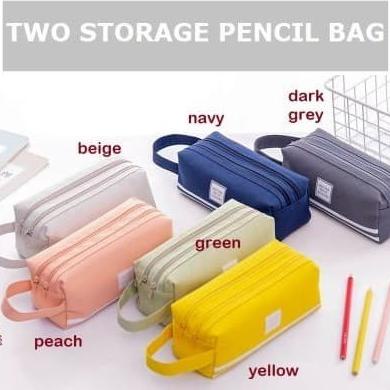 

[PENCIL BAG] TWO STORAGE with STRIPE design / Kotak Pensil 2 kantong