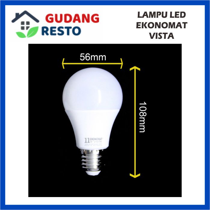 11W LAMPU EKONOMAT VISTA BOHLAM LED 11 W WATT 990LM PUTIH 7000K BULB BOLA LAMPU TERANG MURAH