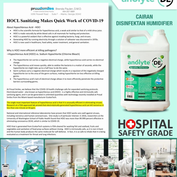 Disinfektan 5ltr Anolyte DE Humidifier Air Sanitizer NonKorosif Aman