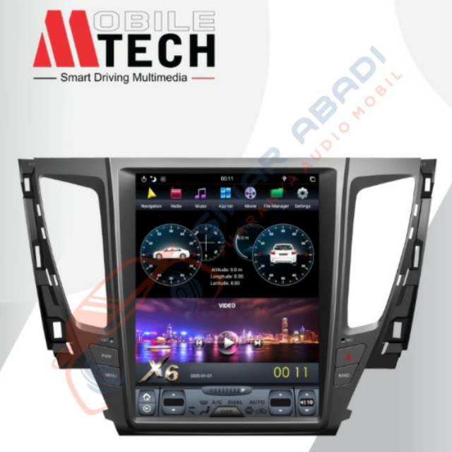 HEAD UNIT ANDROID 8 MTECH KHUSUS PAJERO MODEL TESLA LAYAR 12"/4GB/32GB GARANSI RESMI