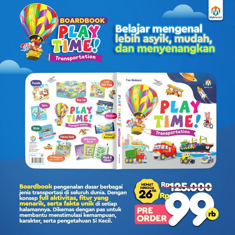 playtime transportation series boardbook seri transportasi ziyad