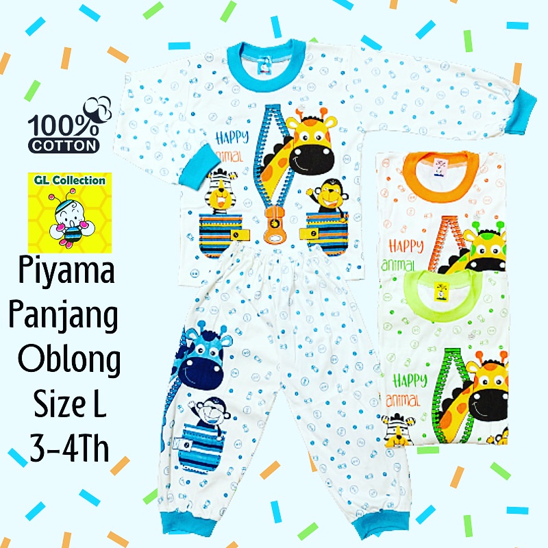 OBRAL!PIYAMA PANJANG OBLONG SIZE L ALL SIZE 3-4TH 100%KATUN