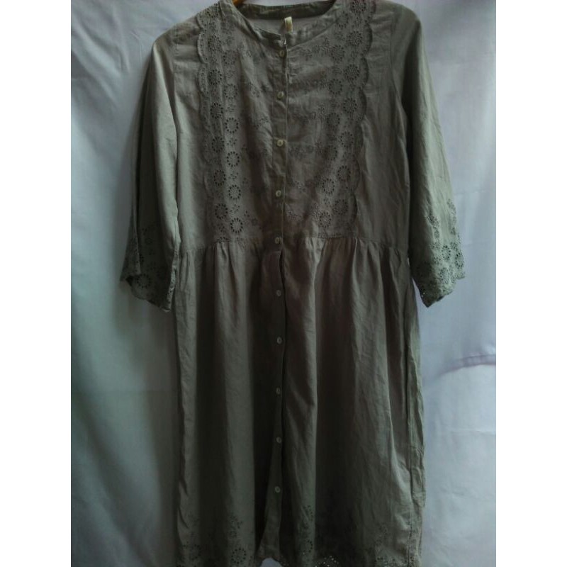 Tunik wanita syar i dress panjang cewek warna abu abu