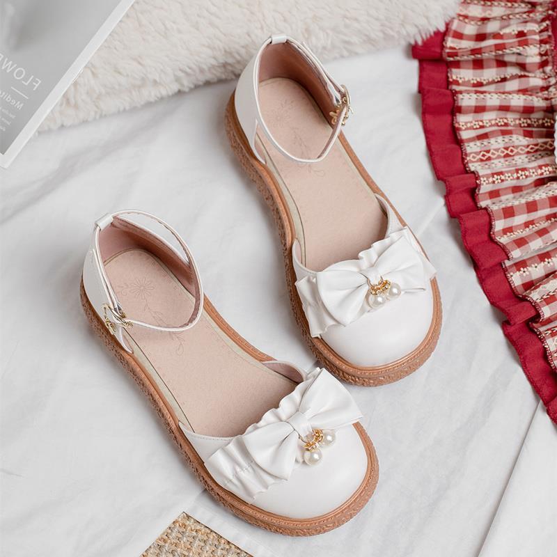 Musim panas asli Lolita Jepang Puteri manis gadis busur sandal sepatu tunggal Lo sepatu [akhir 14 Ju