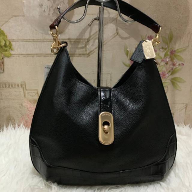 Coach Amber Hobo Black Croco