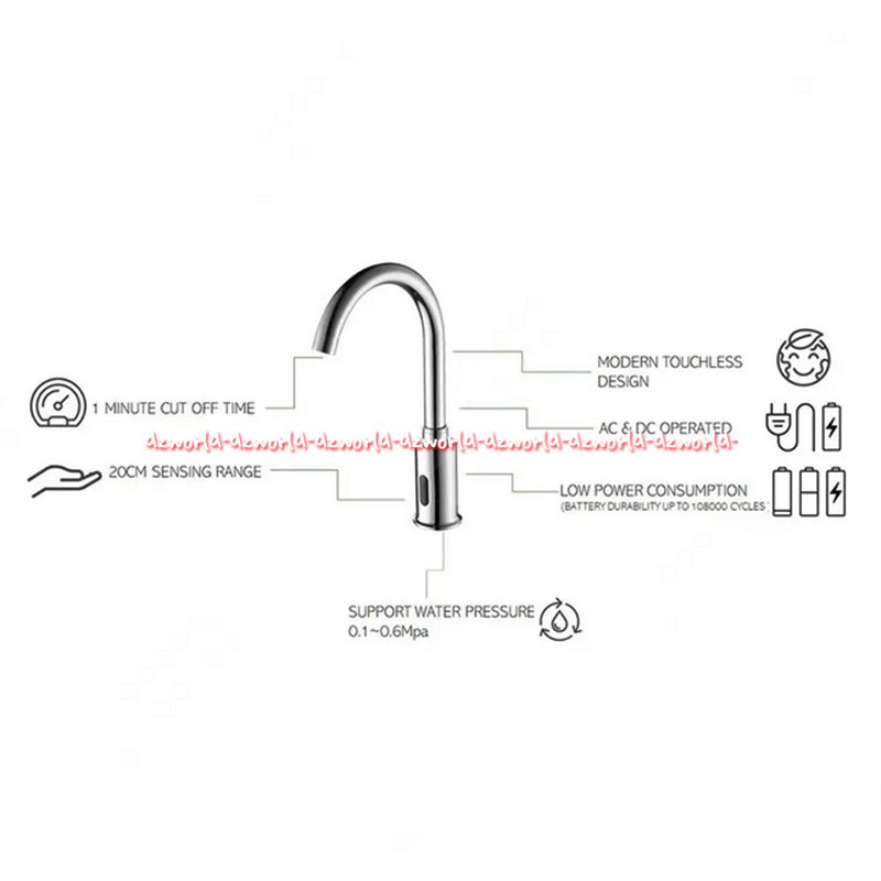 Acroz Touchless Basin Faucet Keran Panjang Untuk Cuci Piring G-008 Kran Sensor Otomatis Tangan Acros