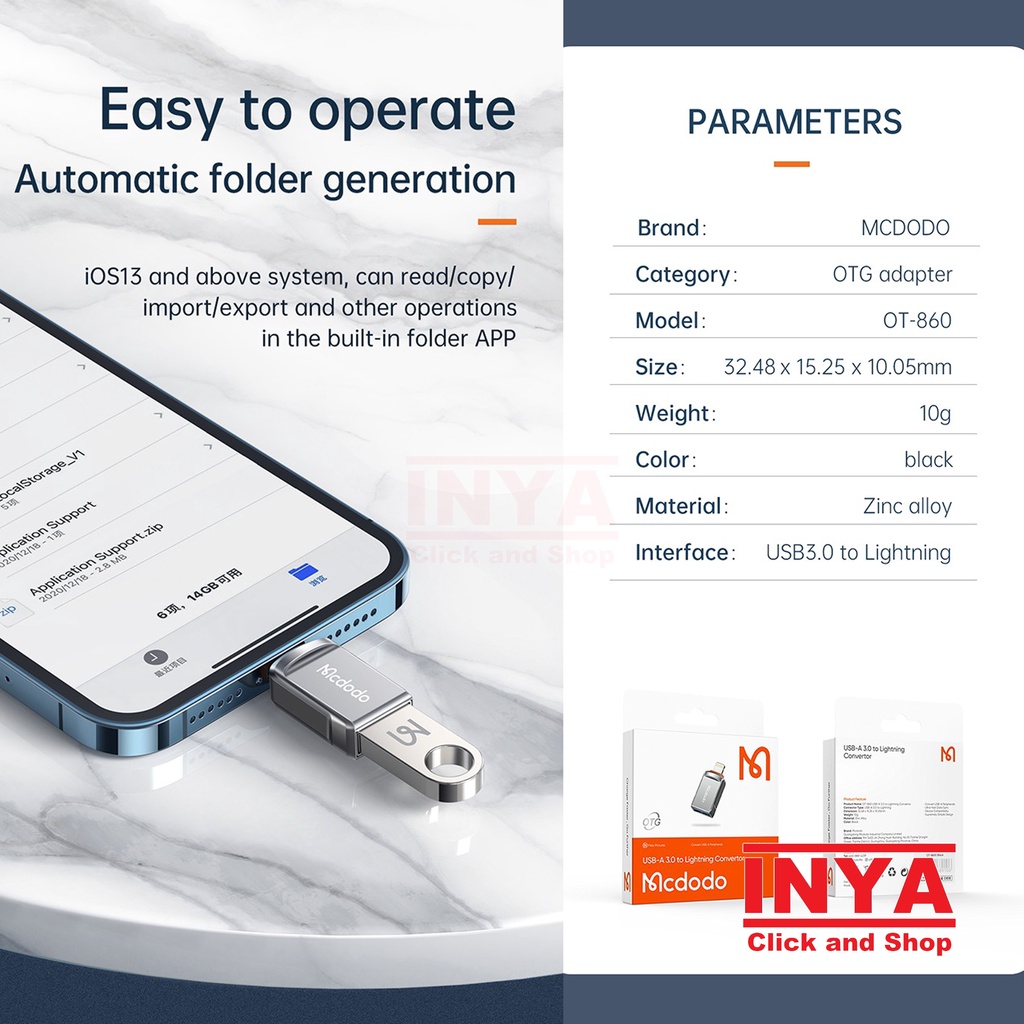 MCDODO OT-8600 OTG ADAPTER USB A to Lightning - Connector - Konverter iPhone