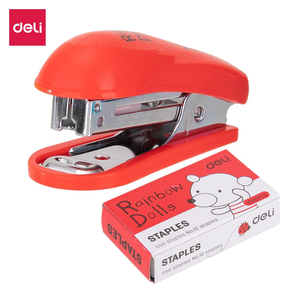 

Deli Stapler Sekolah Mini 10 dengan staples 4 Warna E0253 E0254