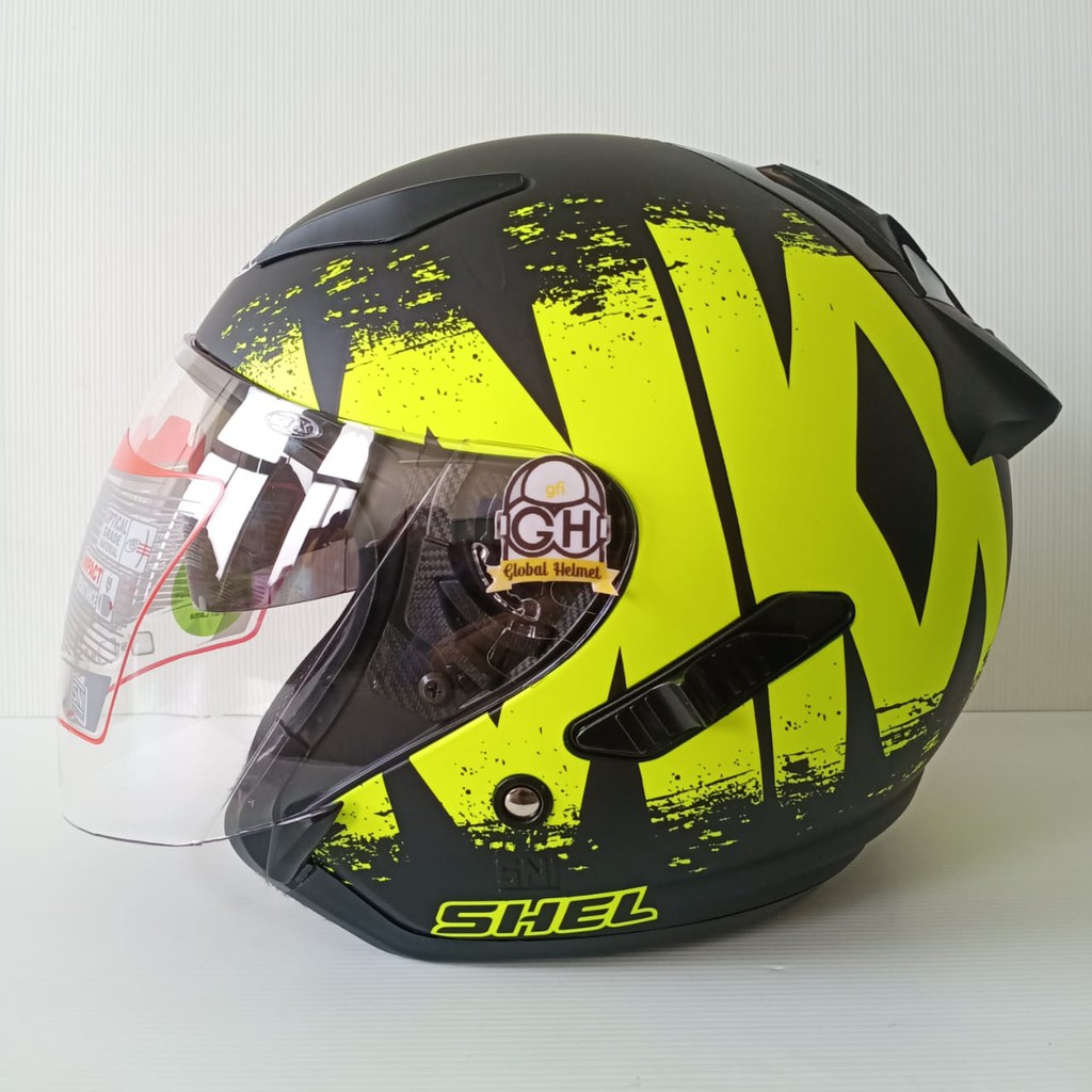 Helm Shell Rover Motif Saber Black Doff Yellow Fluo Original