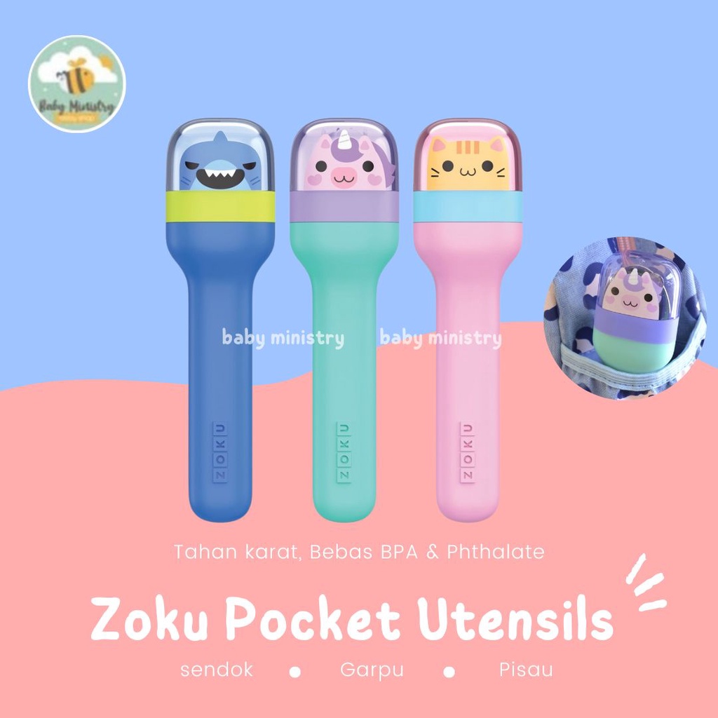 Zoku Pocket Utensils - Alat Makan Anak Sendok, Garpu, Pisau, Alat Makan Anak Berkarakter