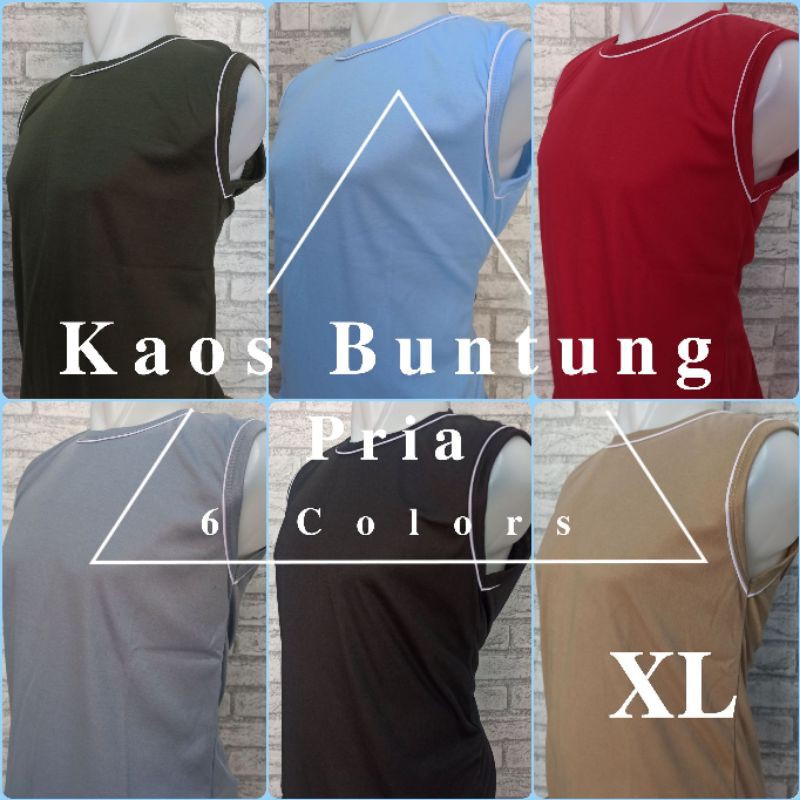 KAOS POLOS PRIA OBLONG LENGAN BUNTUNG/BAJU FITNES TANPA LENGAN L / XL