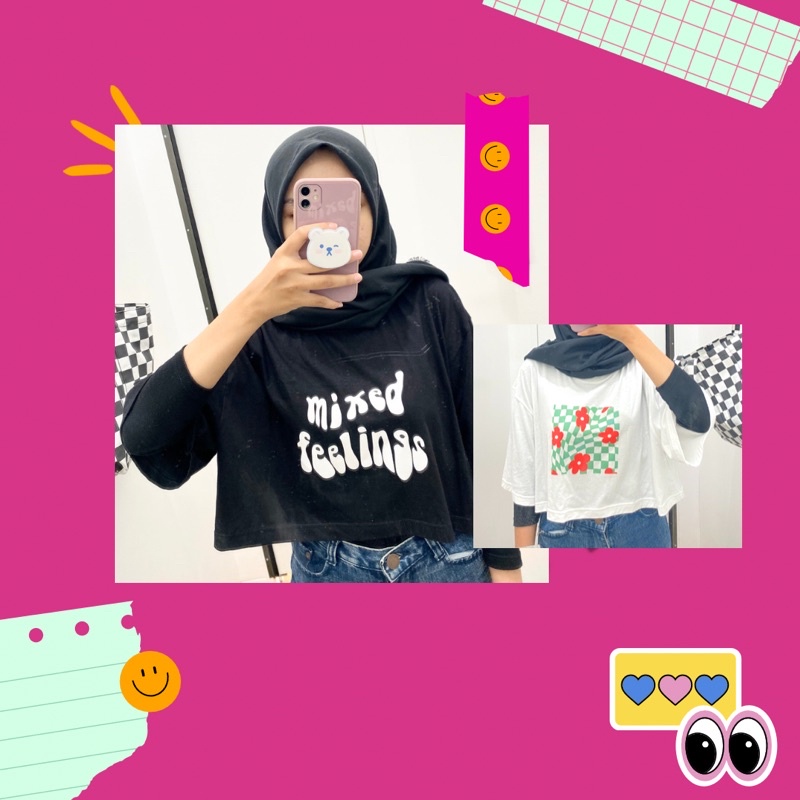 OVERSIZED CROP TEE AESTHETIC | KAOS BATWING | CROP TOP | BAJU WANITA CROP OVERSIZED