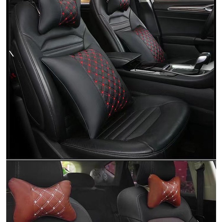 Set Bantal Sandaran Kepala / Leher Bahan Kulit Untuk Jok Mobil