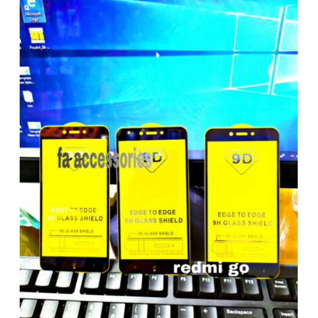 TEMPERED GLASS 5d full lem XIAOMI REDMI GO HITAM sceen guard protector