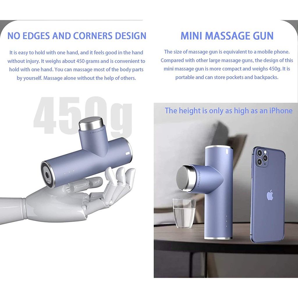 K8 - Mini Portable Ultra Light Fascia Gun Massager - Mesin Pijit 3 Kecepatan dengan Baterai 2600mAh