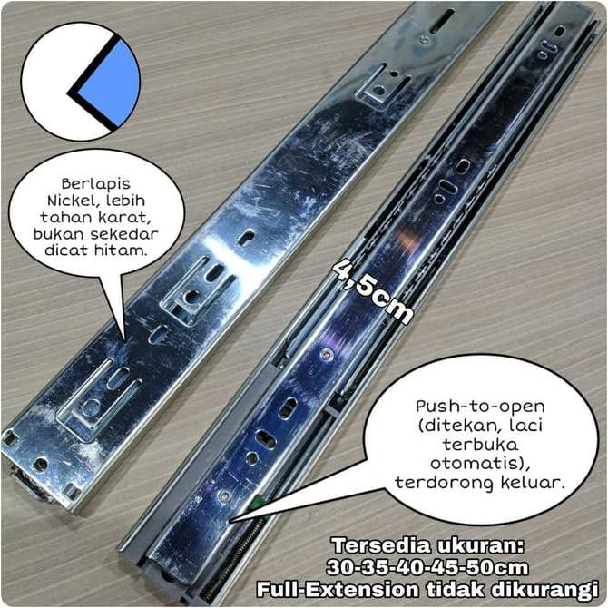 Produk Termurah Rel Laci Double Trak Push Open Silver 50cm Strumento Bukan Huben Barang Kualitas