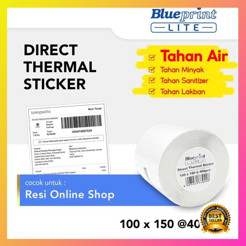 

Diskon Blueprint Lite Direct Thermal Sticker Roll 100x150mm 400 Pcs Label